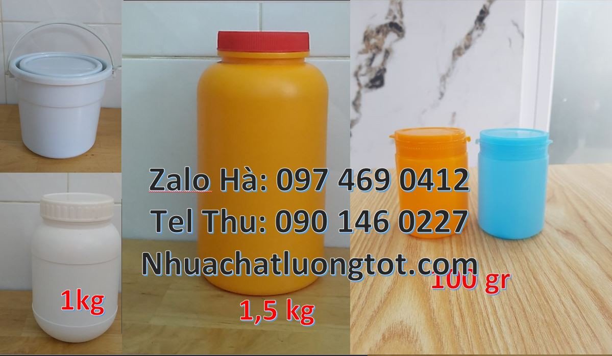 Bán hũ nhựa chất lượng cao,hũ nhựa 1.5kg nắp vặn đựng mỹ phẩm màu tran