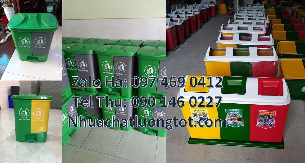 Bán thùng phân loại rác 2 ngăn có nắp đậy,thùng phân loại rác có đạp c