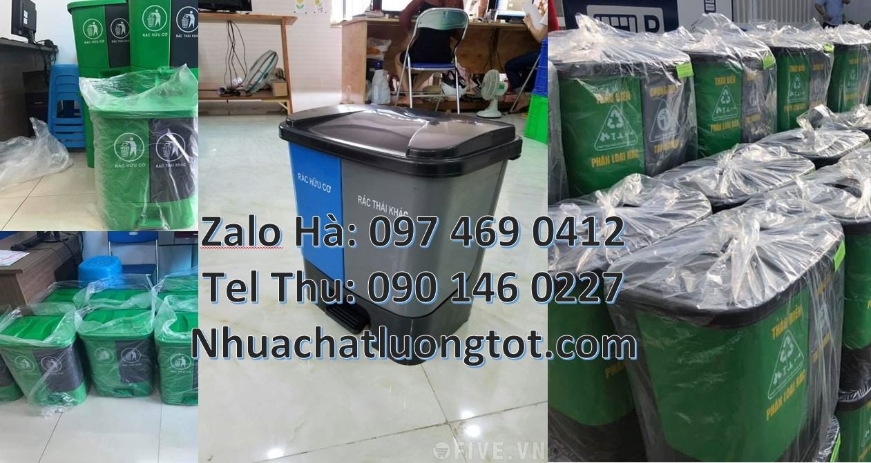 Bán thùng phân loại rác 2 ngăn có nắp đậy,thùng phân loại rác có đạp c