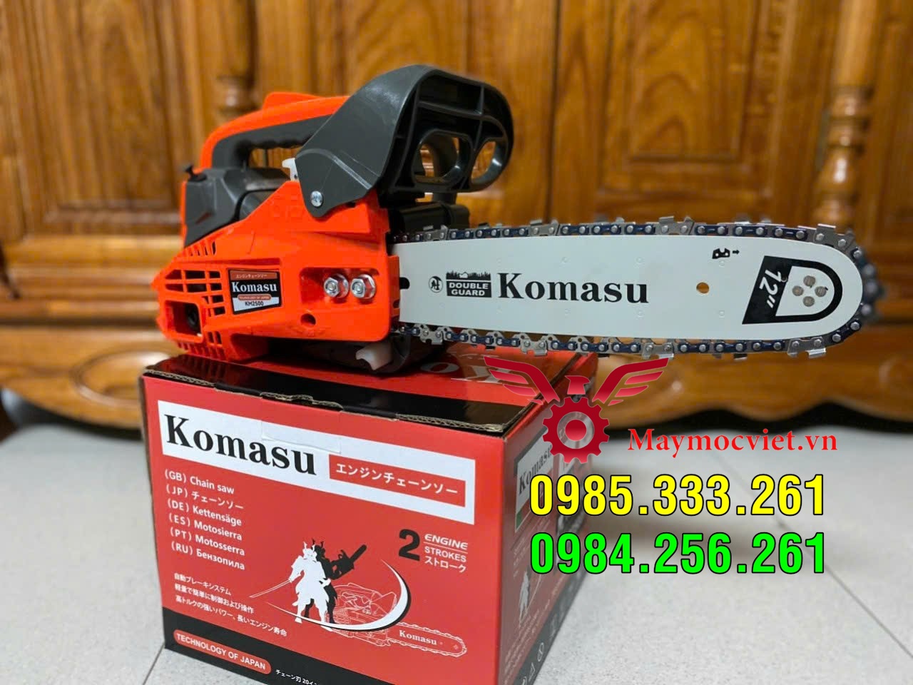 Máy cưa xích chạy xăng cưa tay cụt Komasu KM2500