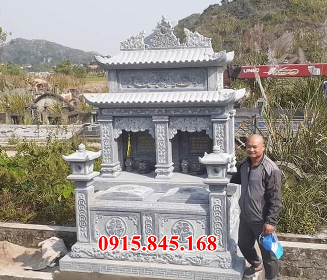 Mẫu 005 mộ đôi đá tự nhiên đẹp - lăng mộ ông bà bố mẹ ba má tro cốt