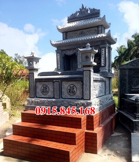 Mẫu 005 mộ đôi đá tự nhiên đẹp - lăng mộ ông bà bố mẹ ba má tro cốt