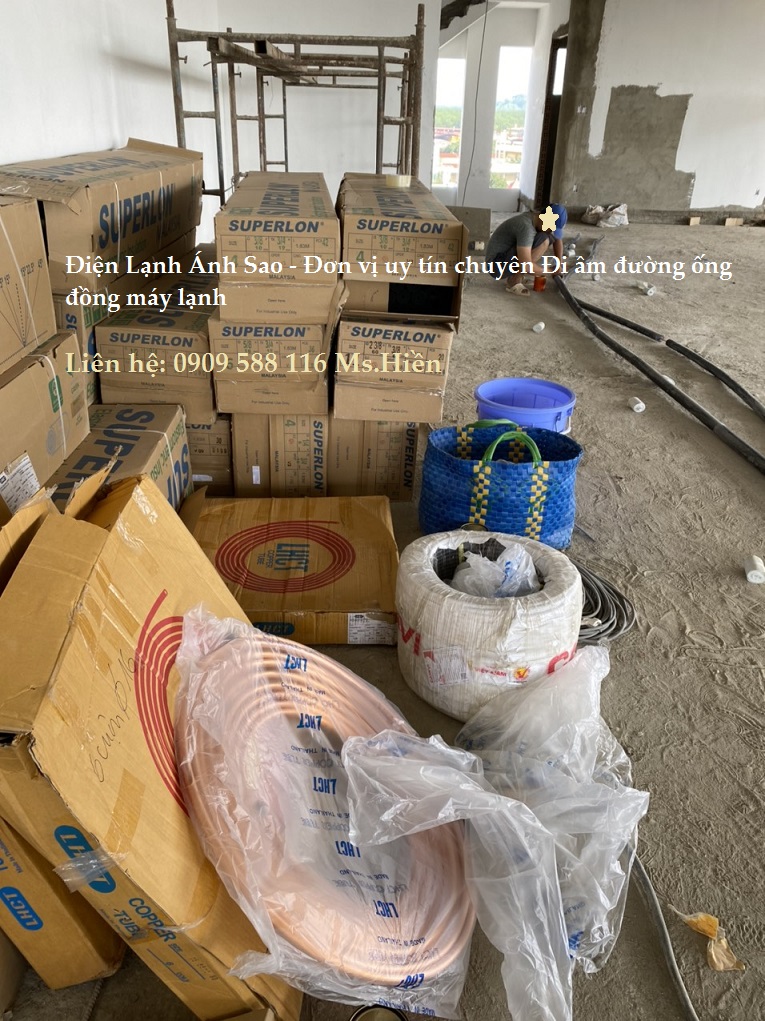 Tham khảo công trình thực tế Ánh Sao thi công đướng ống chờ máy lạnh