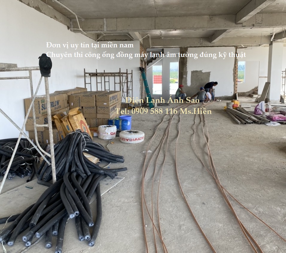 Tham khảo công trình thực tế Ánh Sao thi công đướng ống chờ máy lạnh