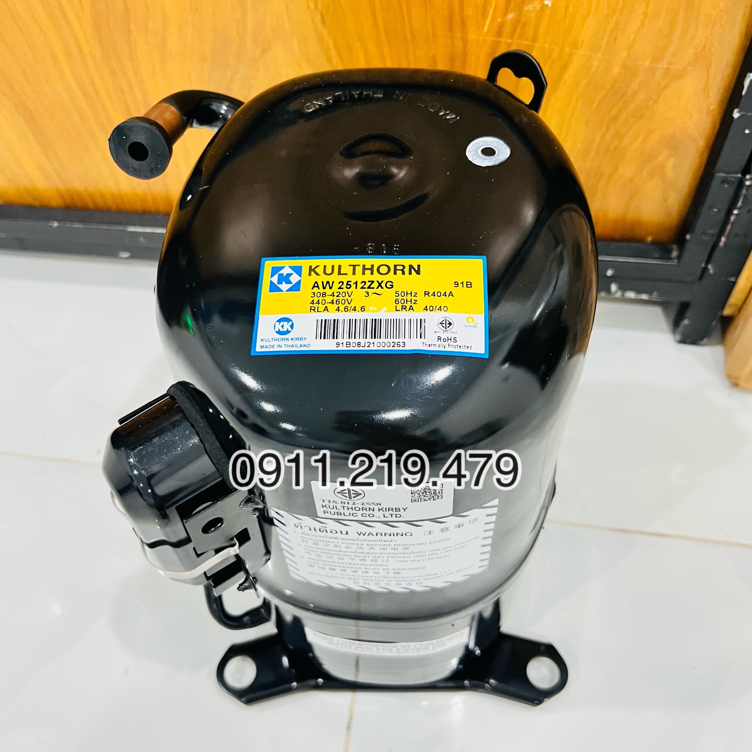 máy nén lạnh kulthorn 3.38hp r404 model AW2512ZXG