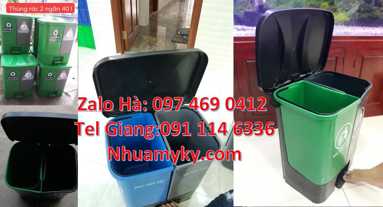 Bán thùng phân loại rác 3 ngăn có nắp đậy 3 màu,thùng rác 2 ngăn giá r