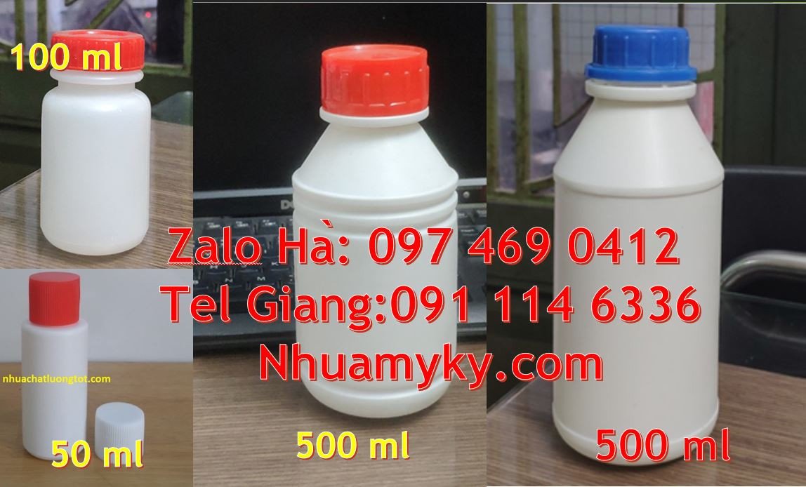Bán chai nhựa nhỏ 500ml màu trắng nắp vặn,chai nhựa 100ml đựng thuốc