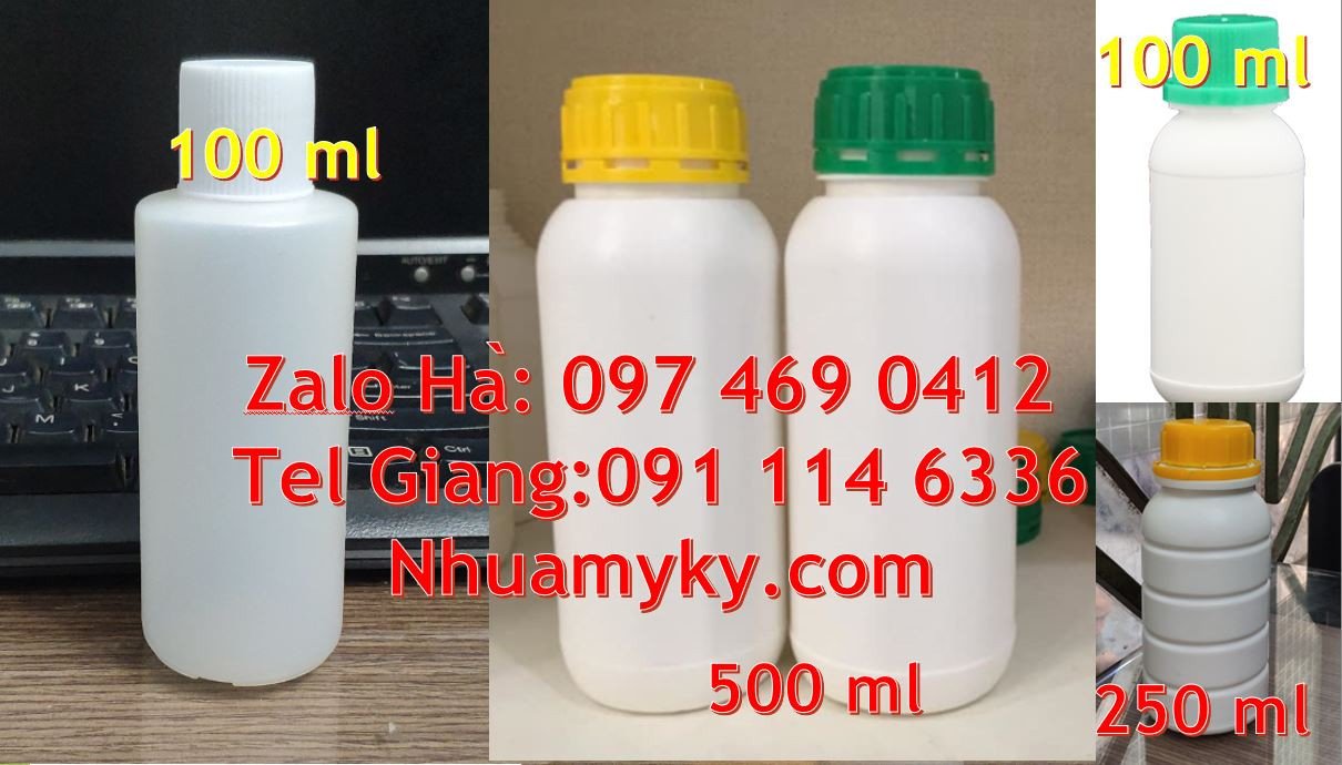 Bán chai nhựa nhỏ 500ml màu trắng nắp vặn,chai nhựa 100ml đựng thuốc