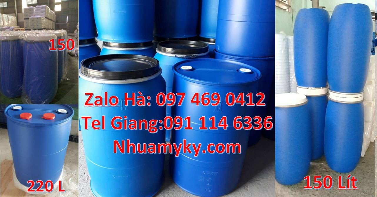 Bán thùng phuy nhựa xanh đựng hóa chất,thùng phuy 220l nắp mở có vòng