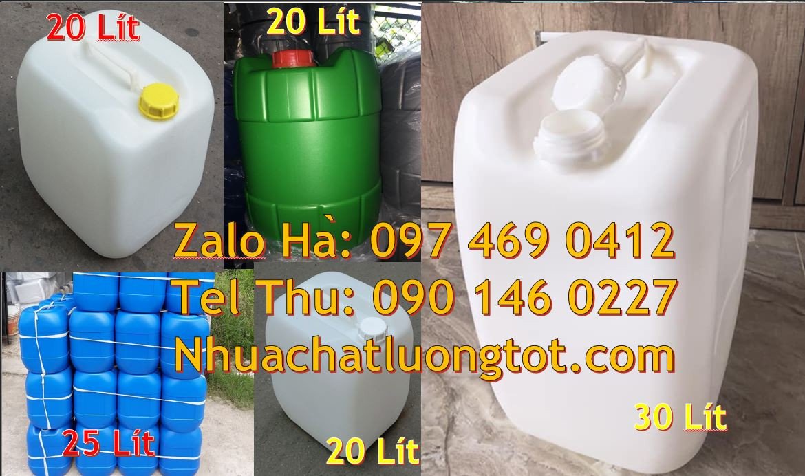 Bán can nhựa lớn 20l màu trắng,can nhựa 25l đựng xăng dầu,can 30l quai