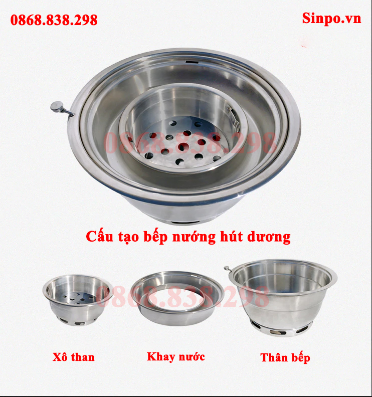 Bếp nướng than hoa âm bàn hút dương BBQ cho nhà hàng