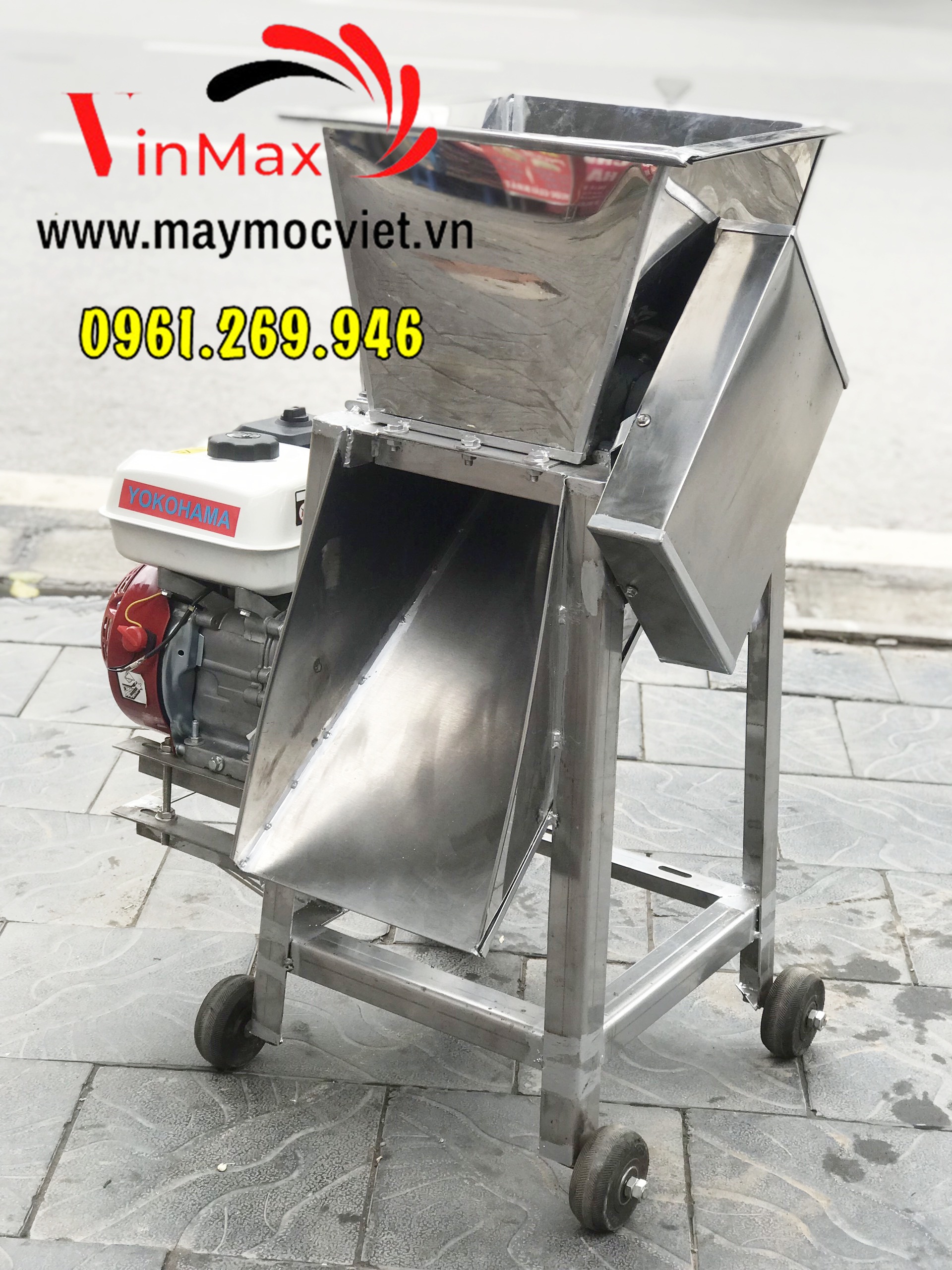 Máy thái cá mồi thủy sản động cơ xăng 6.5HP khung inox 304