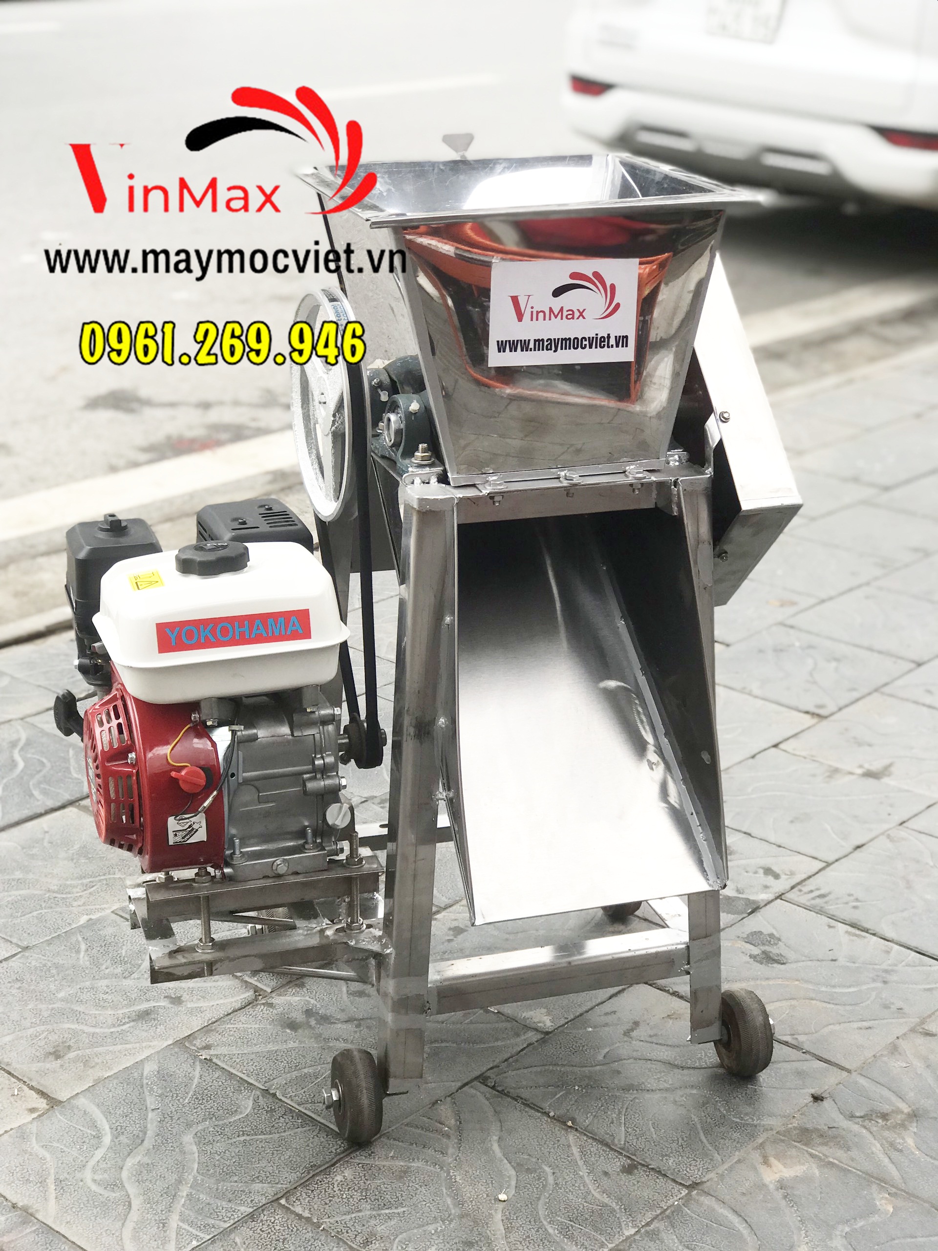 Máy thái cá mồi thủy sản động cơ xăng 6.5HP khung inox 304