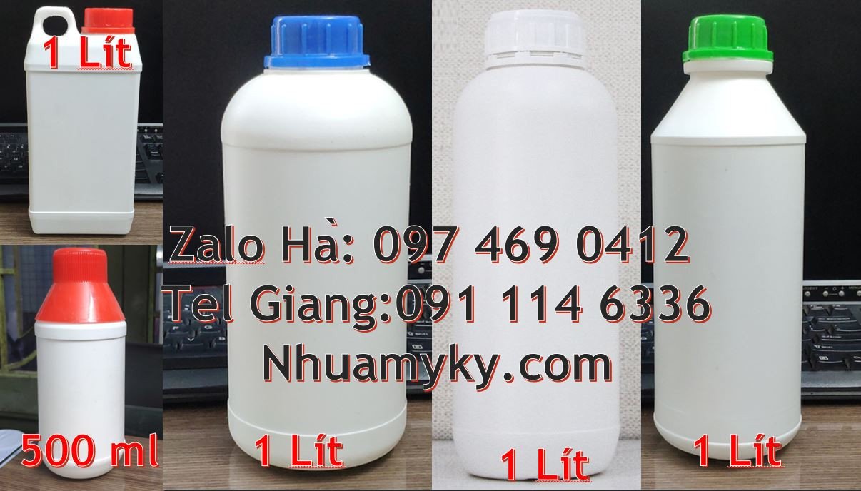 Bán chai nhựa hdpe 1l màu trắng nắp vặn,chai nhựa 1l vuông nắp vặn tro