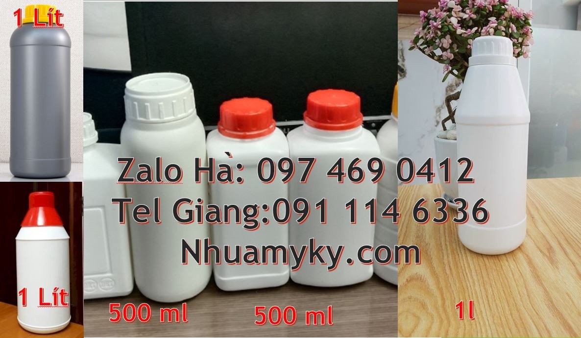 Bán chai nhựa hdpe 1l màu trắng nắp vặn,chai nhựa 1l vuông nắp vặn tro