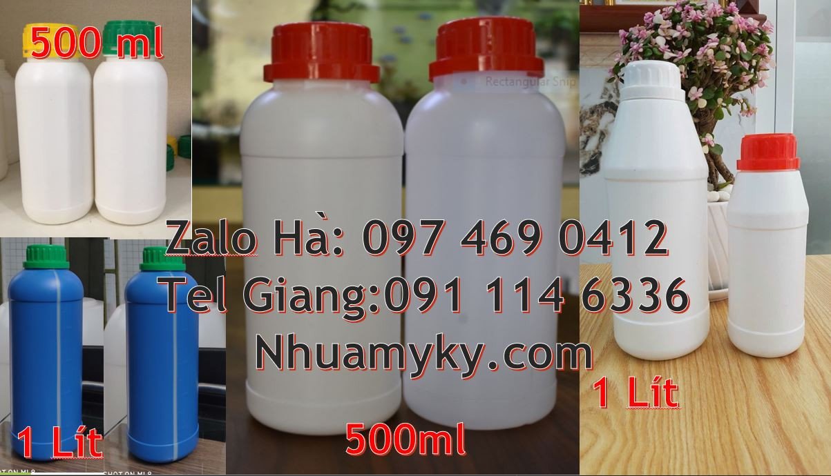 Bán chai nhựa hdpe 1l màu trắng nắp vặn,chai nhựa 1l vuông nắp vặn tro
