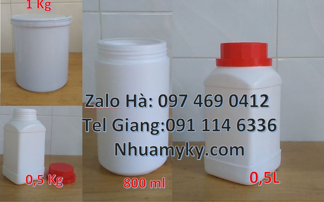 Bán hũ nhựa hdpe nắp vặn quai nhựa,hũ nhựa 500ml đựng hóa chất giá rẻ