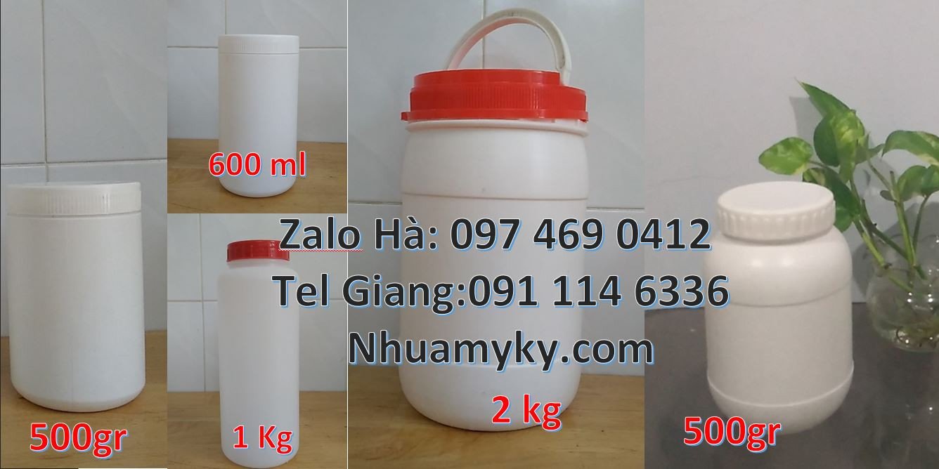 Bán hũ nhựa hdpe nắp vặn quai nhựa,hũ nhựa 500ml đựng hóa chất giá rẻ