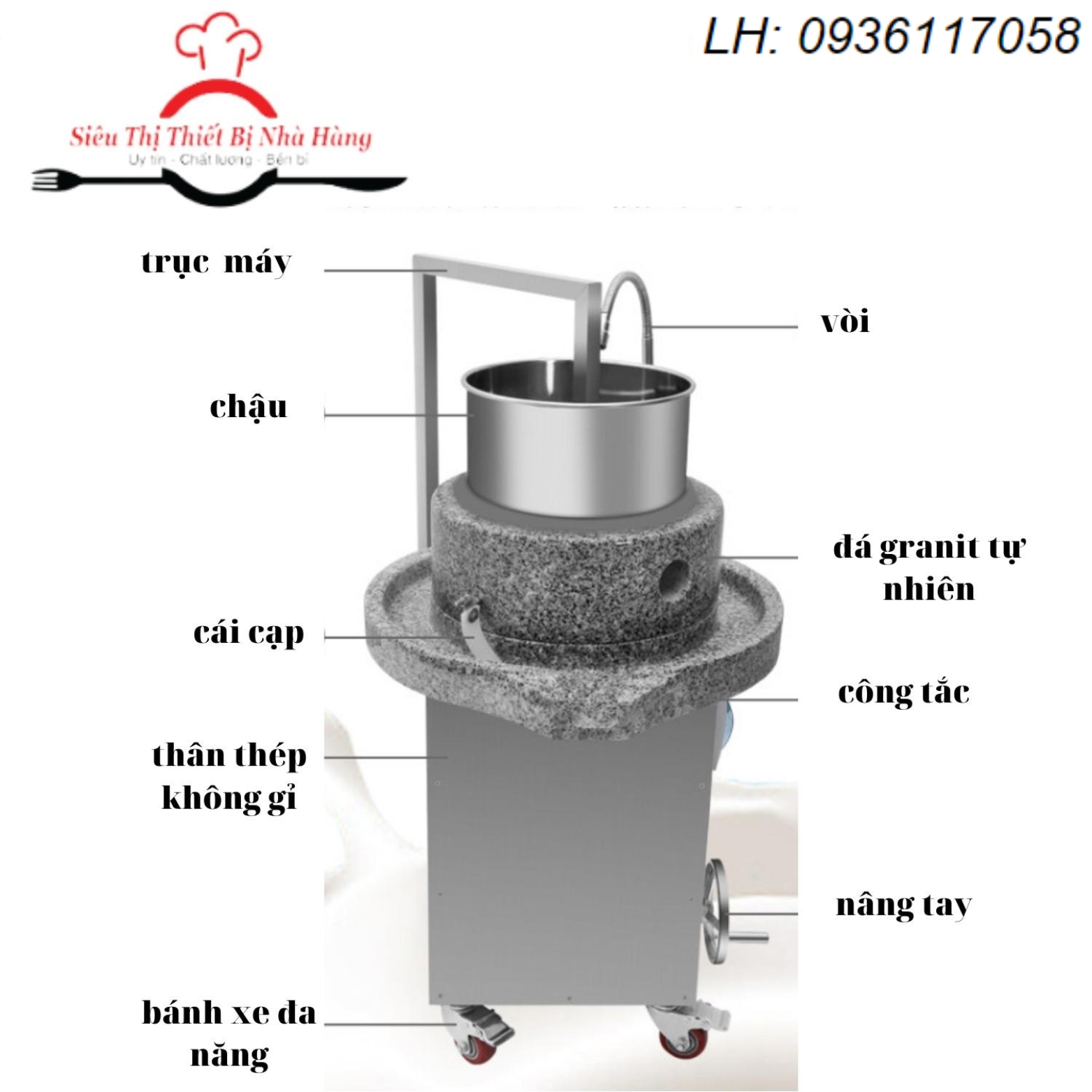 Cối đá xay bột nước công nghiệp có thể xay đỗ làm đậu  , gạo làm bánh