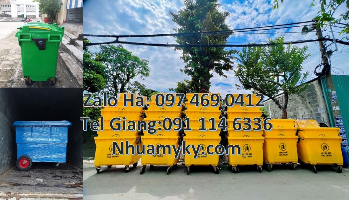 Bán xe thu gom rác cỡ lớn 1000l có nắp đậy,xe thu gom rác 660l có 4 bá