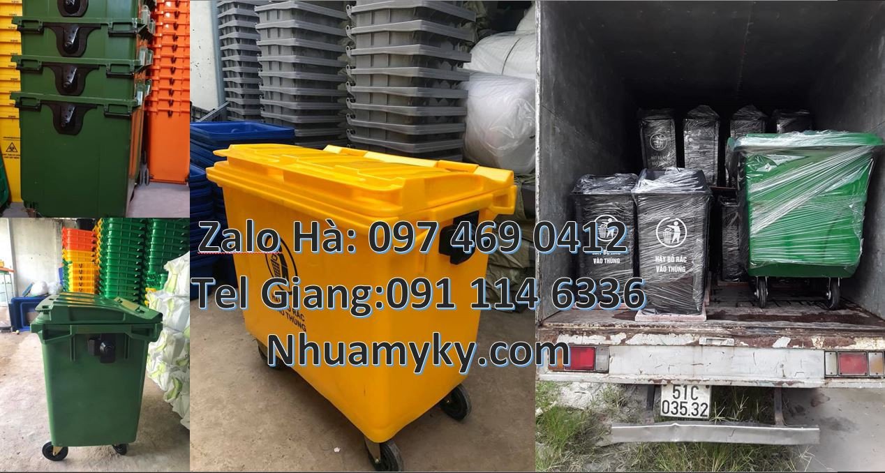 Bán xe thu gom rác cỡ lớn 1000l có nắp đậy,xe thu gom rác 660l có 4 bá