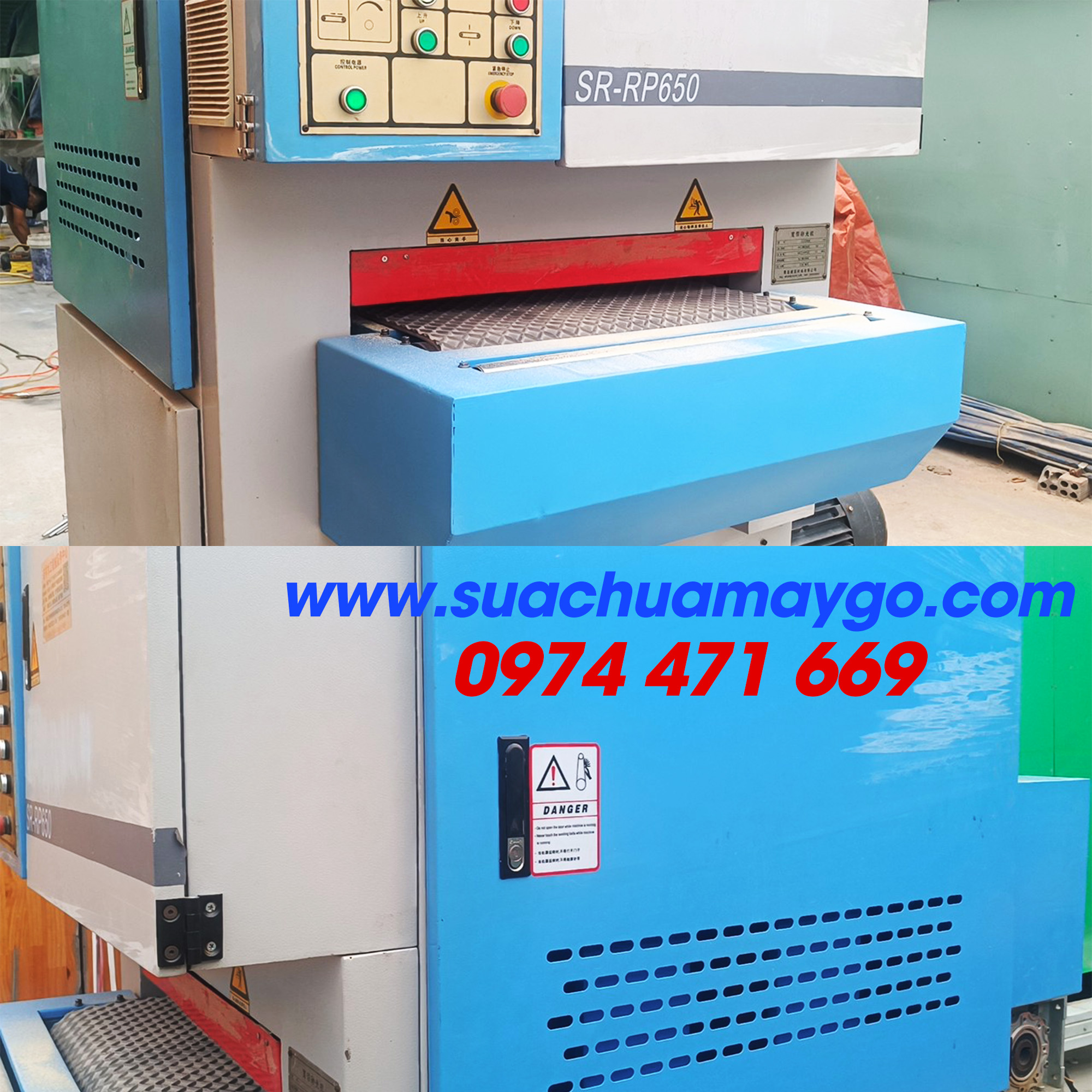 THANH LÝ MÁY CHÀ NHÁM THÙNG 2 TRỤC SR-RP650 CŨ GIÁ TỐT TẠI QUẬN 6