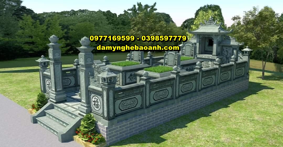 khuôn viên khu lăng mộ bằng đá tự nhiên đẹp bán tại long an