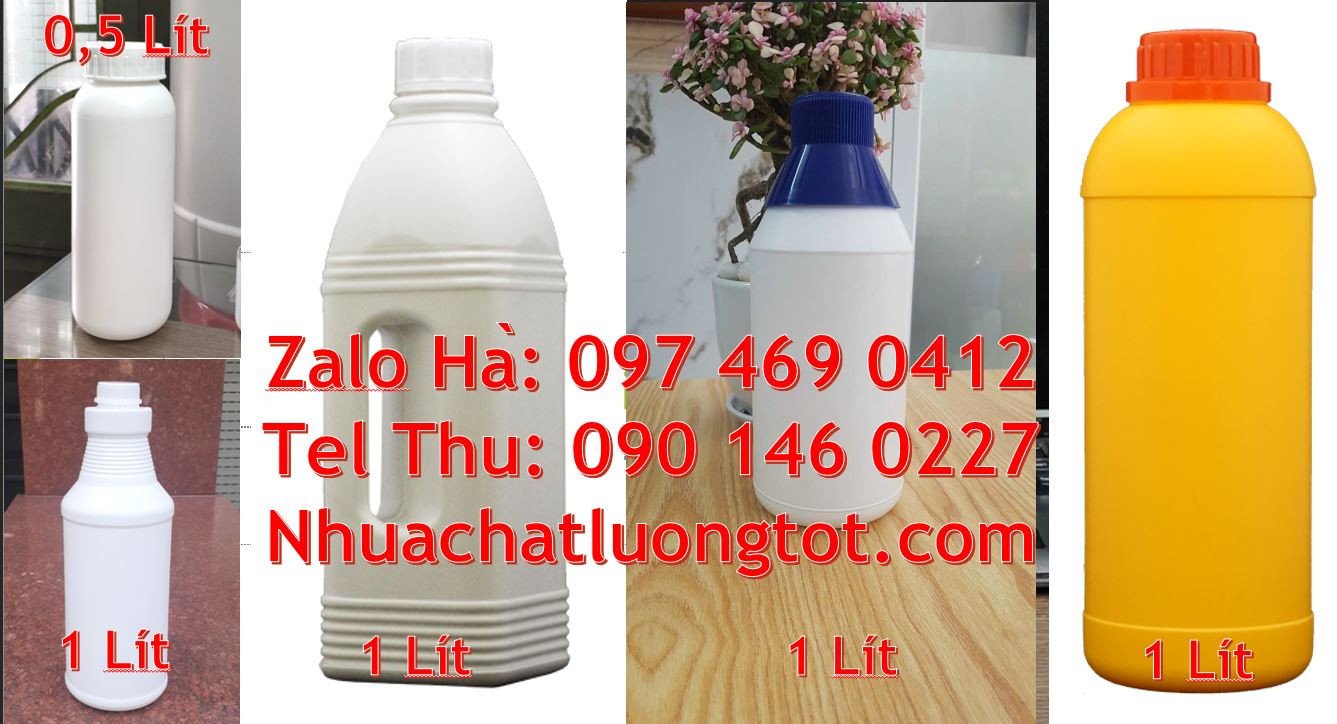 Bán chai nhựa 1l đựng hóa chất,chai nhựa 1l có nắp vặn tròn giá rẻ hcm