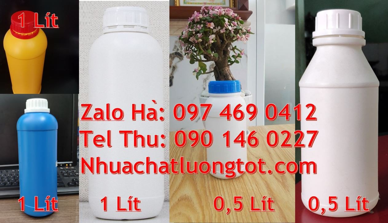 Bán chai nhựa 1l đựng hóa chất,chai nhựa 1l có nắp vặn tròn giá rẻ hcm