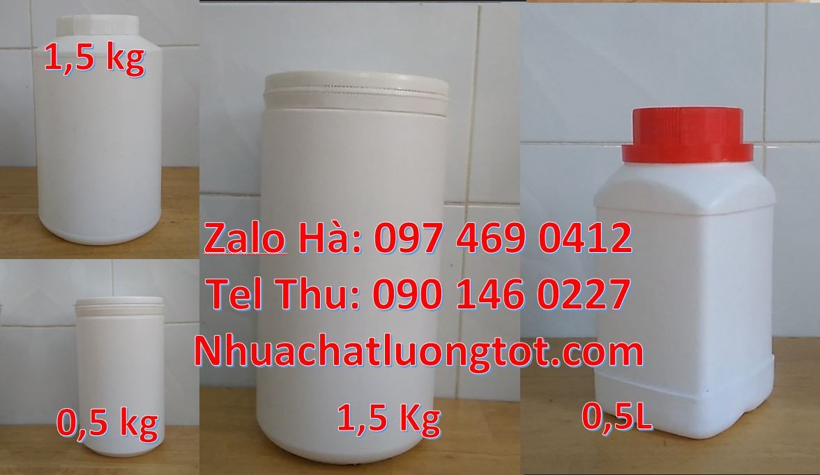 Bán hũ nhựa 1.5kg giá rẻ,hũ nhựa tròn trắng500g nắp vặn đựng thực phẩm
