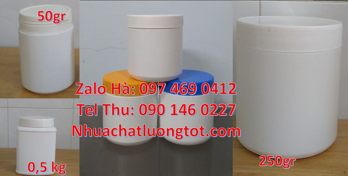 Bán hũ nhựa 1.5kg giá rẻ,hũ nhựa tròn trắng500g nắp vặn đựng thực phẩm