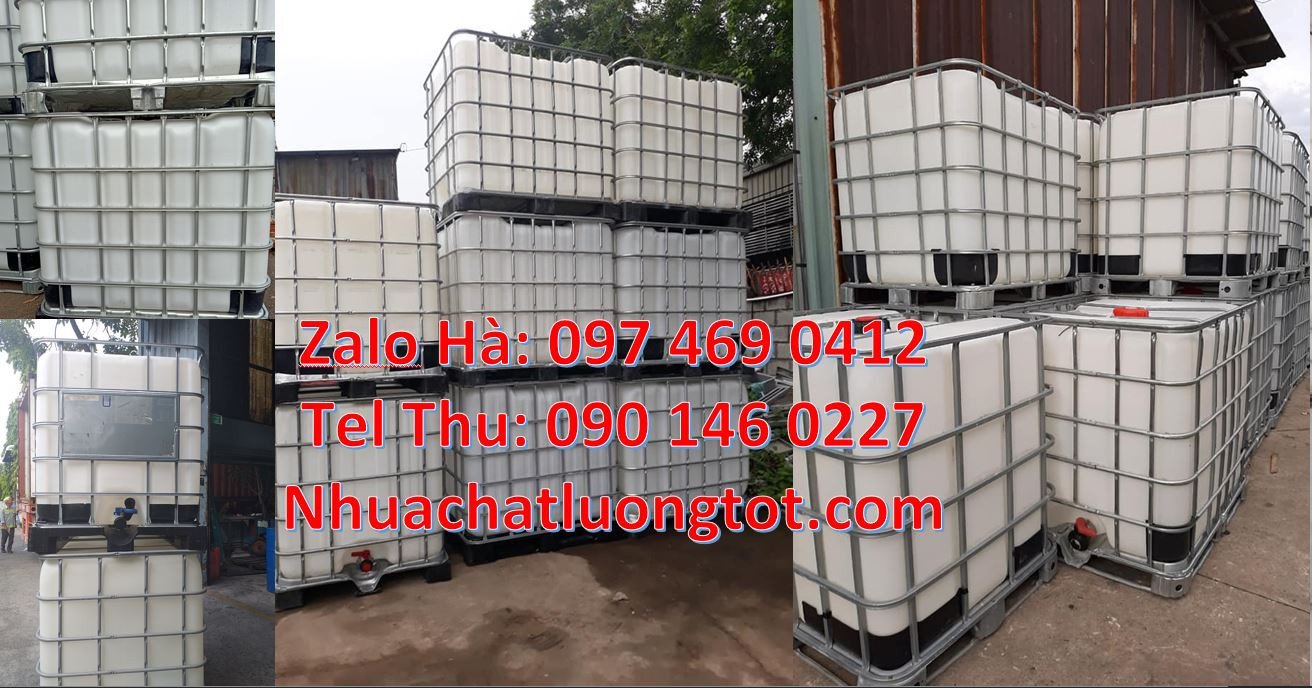 Bán tank nhựa cỡ lớn 1000l màu trắng,thùng nhựa ibc có khung thép 1000