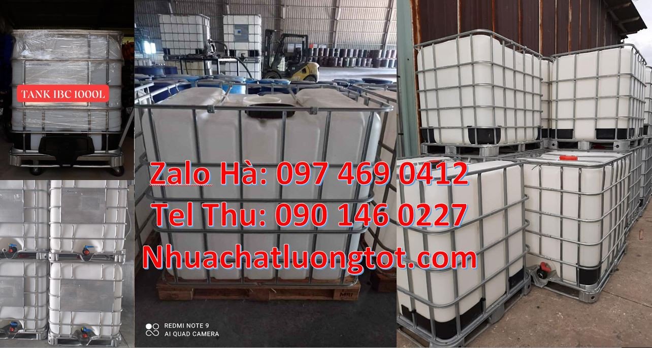Bán tank nhựa cỡ lớn 1000l màu trắng,thùng nhựa ibc có khung thép 1000