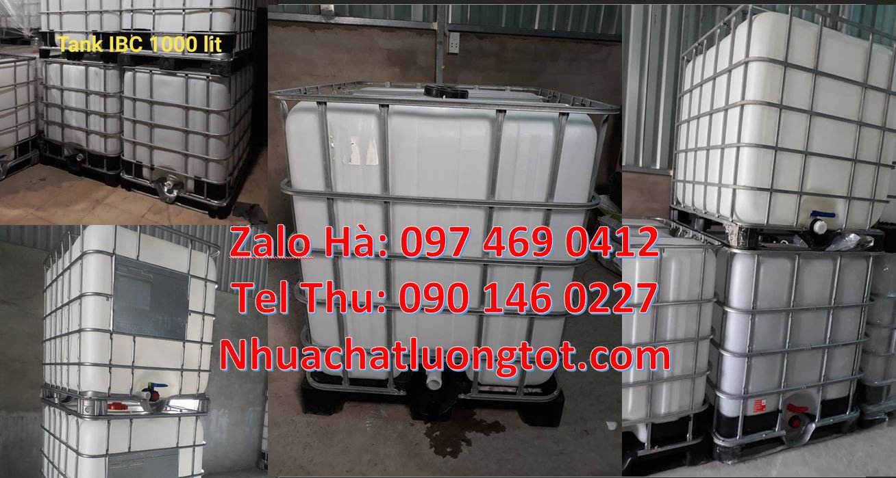 Bán tank nhựa cỡ lớn 1000l màu trắng,thùng nhựa ibc có khung thép 1000