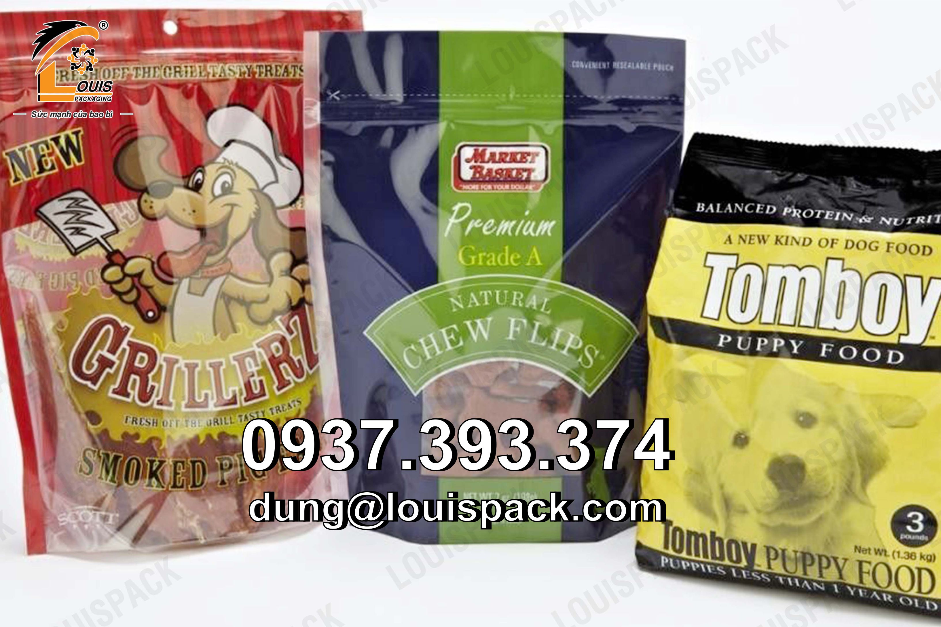 Bao bì đựng thức ăn thú cưng như thức ăn cho chó, thức ăn cho mèo