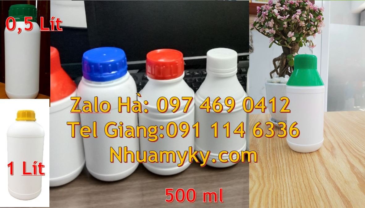 Bán chai nhựa 1l đựng dầu thực vật,chai nhựa hdpe đựng hóa chất giá rẻ