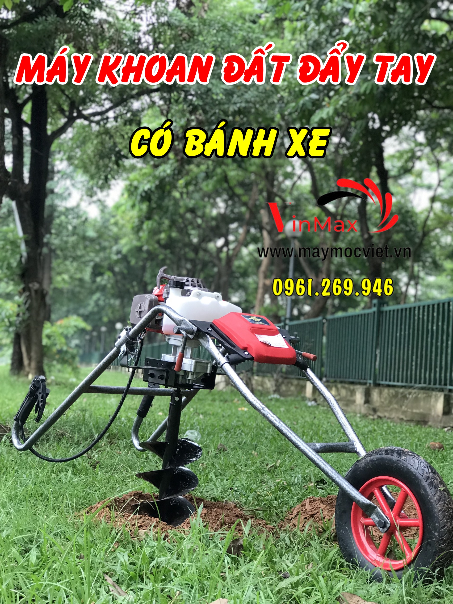 Bảng giá máy khoan đất đóng cọc hàng rào, khoan lỗ trồng cây bánh xe
