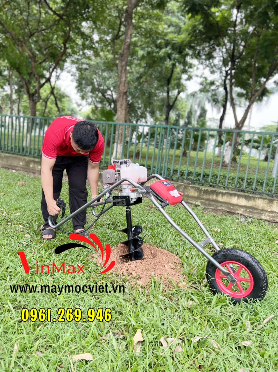Bảng giá máy khoan đất đóng cọc hàng rào, khoan lỗ trồng cây bánh xe