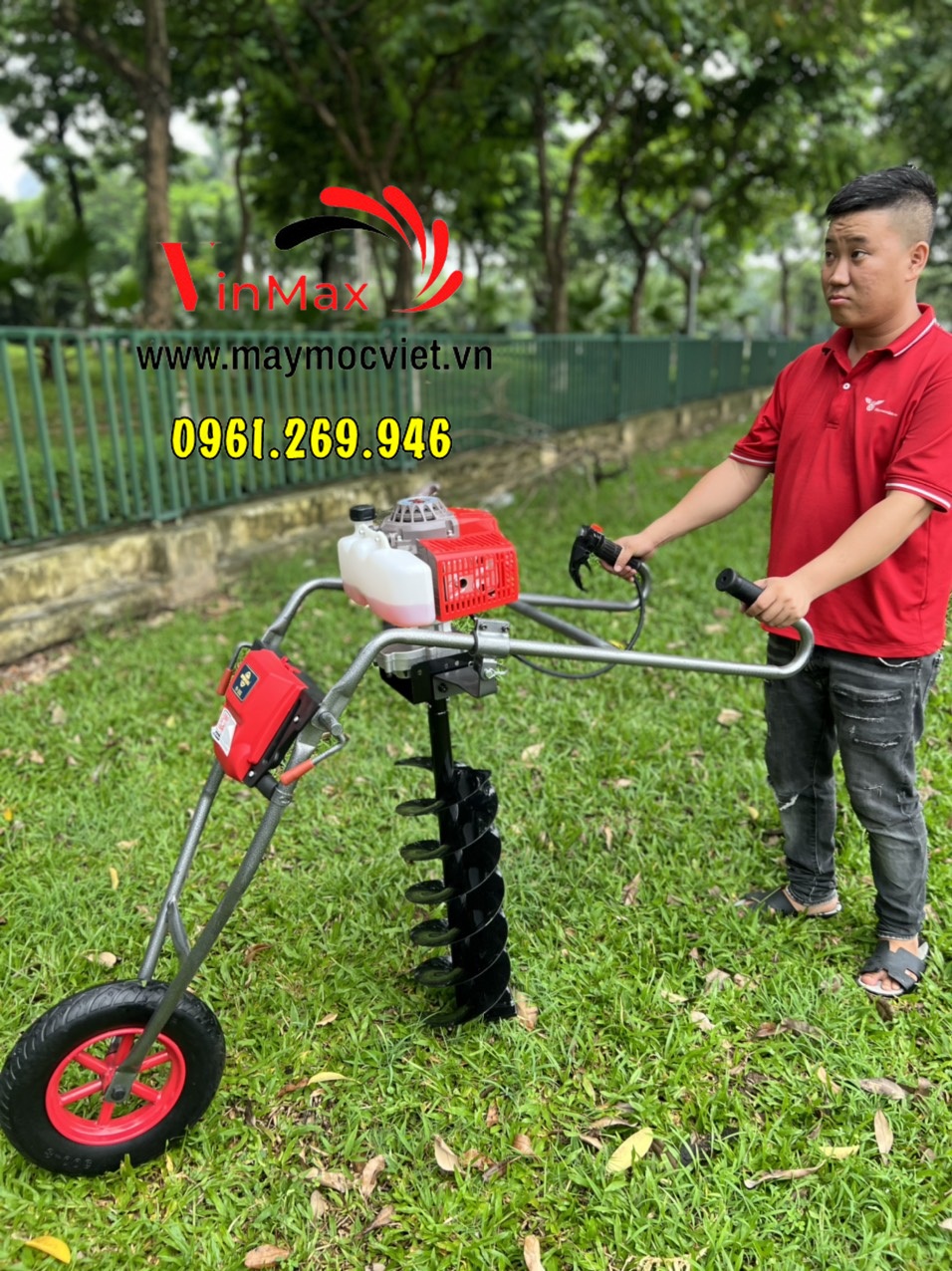 Bảng giá máy khoan đất đóng cọc hàng rào, khoan lỗ trồng cây bánh xe