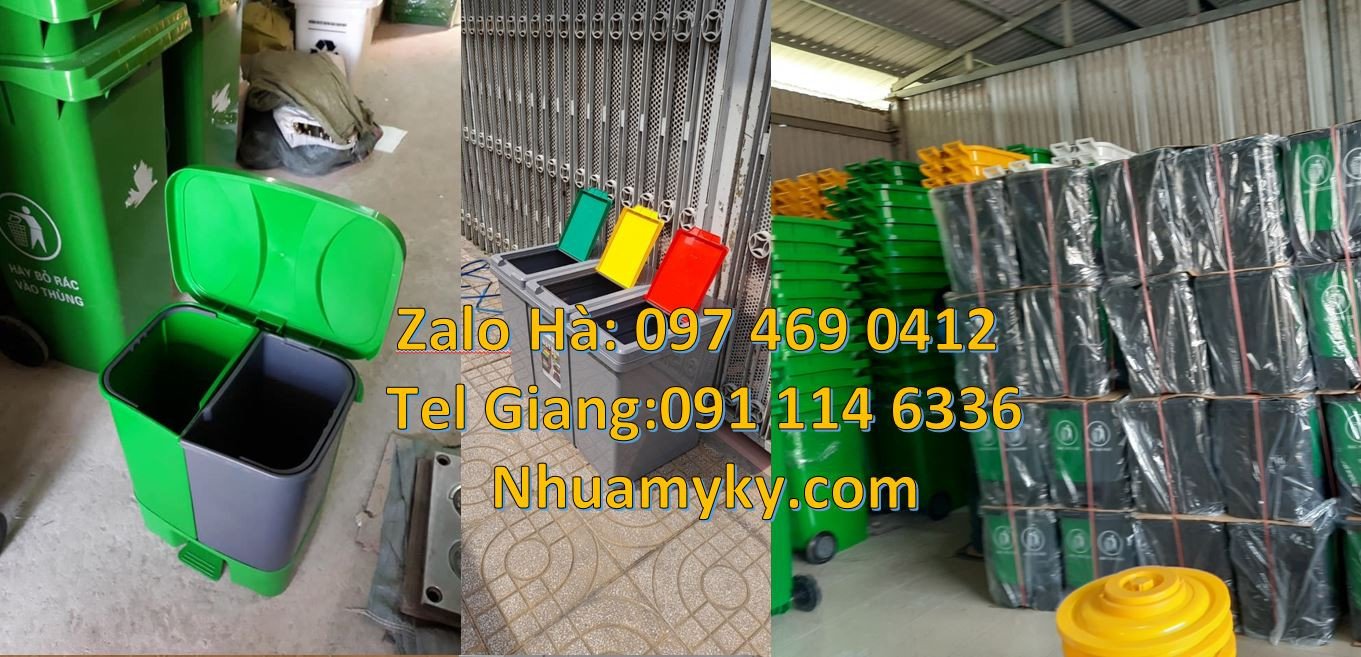 Bán thùng phân loại rác y tế 3 ngăn 3 màu,thùng rác 2 ngăn có nắp đậy