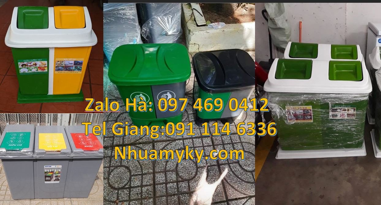 Bán thùng phân loại rác y tế 3 ngăn 3 màu,thùng rác 2 ngăn có nắp đậy