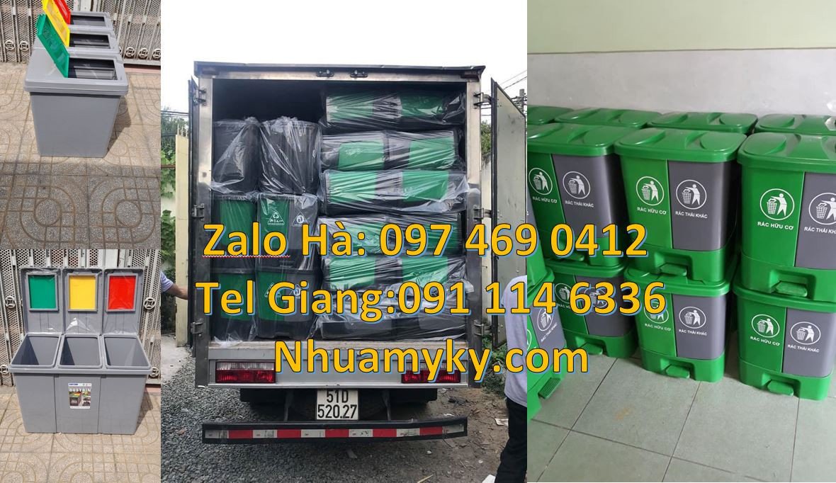 Bán thùng phân loại rác y tế 3 ngăn 3 màu,thùng rác 2 ngăn có nắp đậy