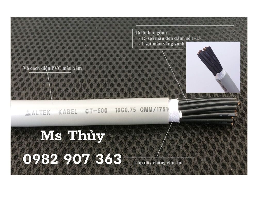 Cáp điều khiển chống nhiễu 16 x 0.5 Altek Kabel