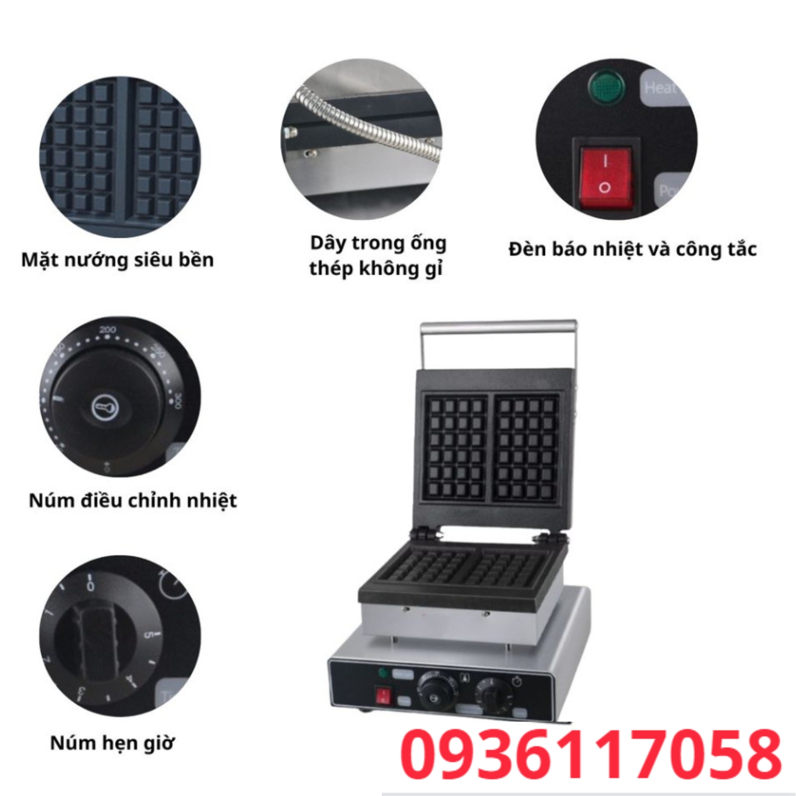 Máy làm bánh waffle vuông chạy điện