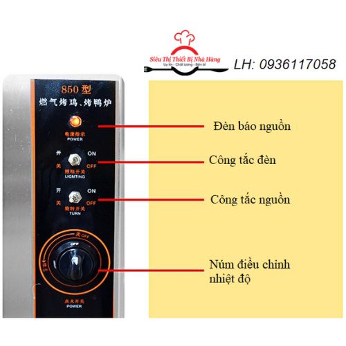 Lò nướng gà vịt dùng than và gas 850
