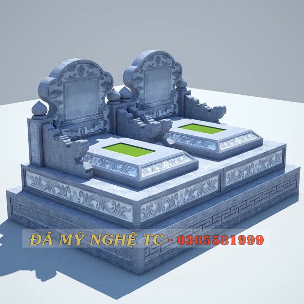 Bản thiết kế 3d mẫu mộ đá đôi tự nhiên đẹp MDD007