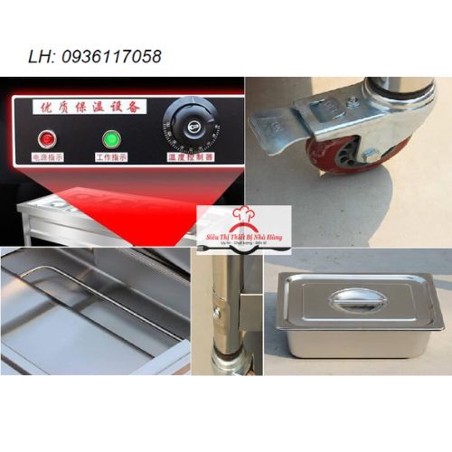Tủ trưng bày giữ nóng cách thủy thức ăn 10 khay
