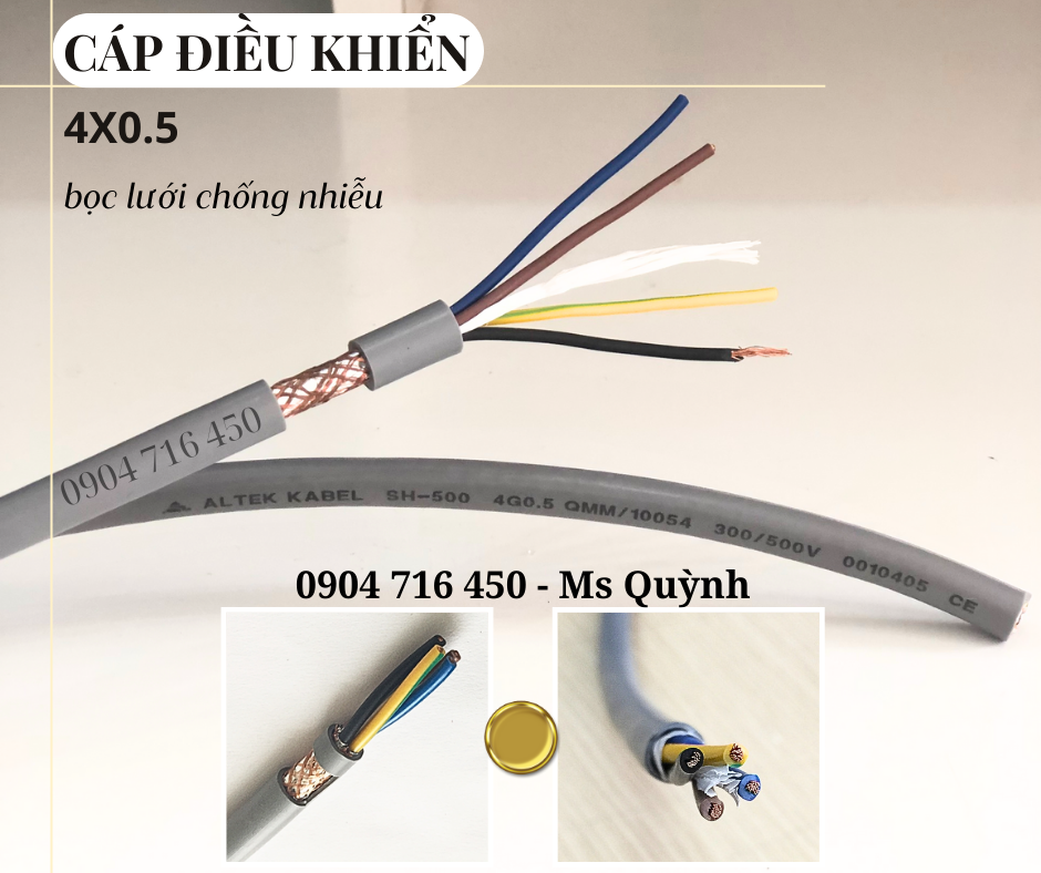 Cáp điều khiển 4 lõi chống nhiễu Đà Nẵng, Hà Nội, Hồ Chí Minh