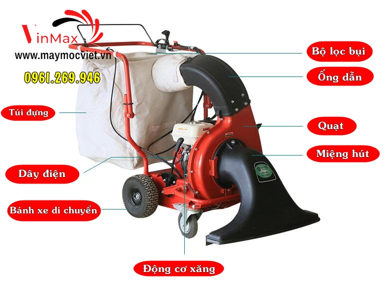 Máy hút lá cây, hút bụi đô thị, sân vườn chạy xăng Turbo TBH800