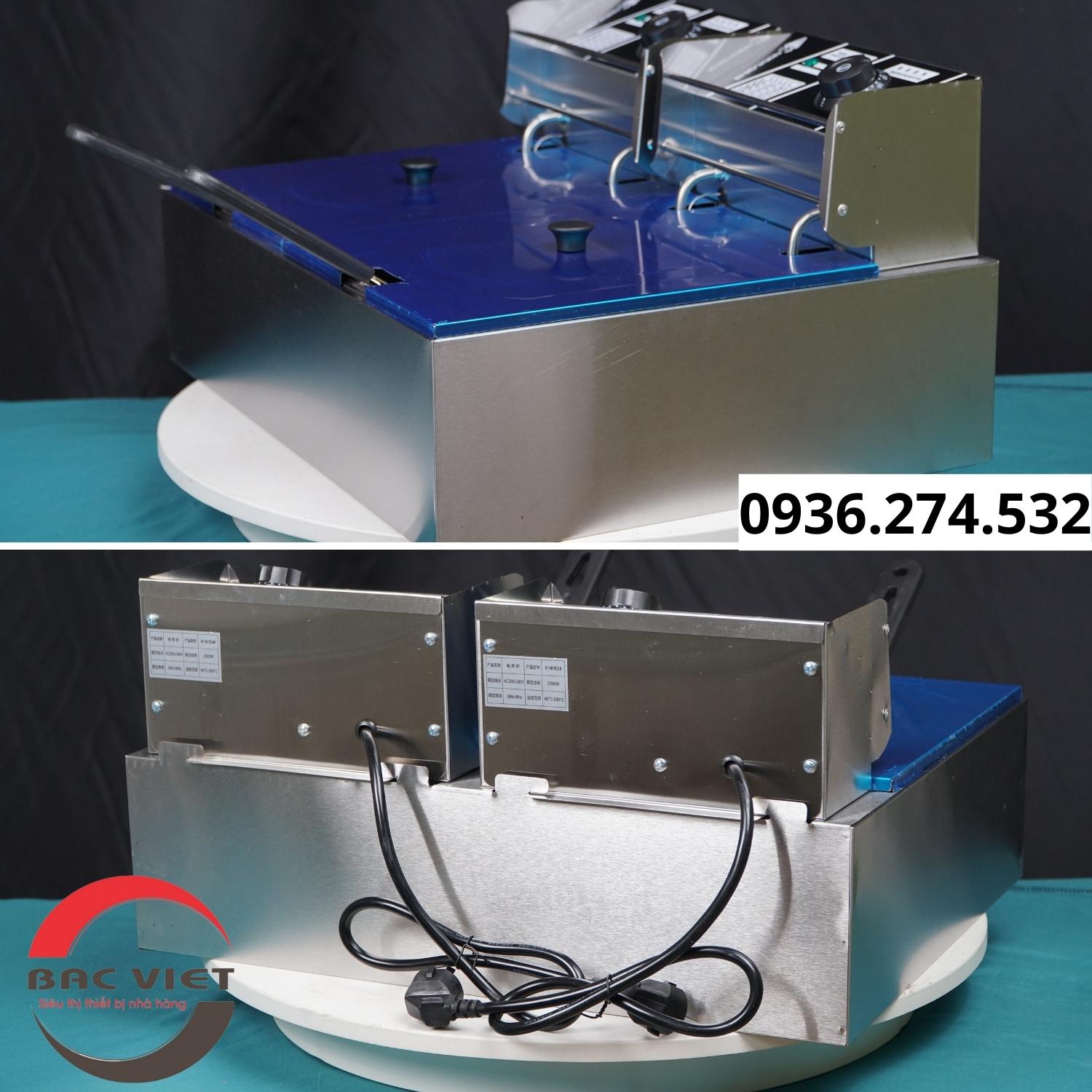 Bếp chiên nhúng đôi 12L dùng điện (2 buồng riêng biệt)